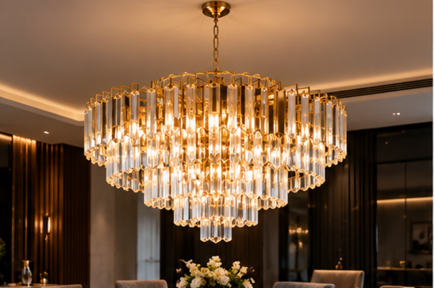 Kristal avize imalatı — salon için özel tasarım kristal avize, İstanbul